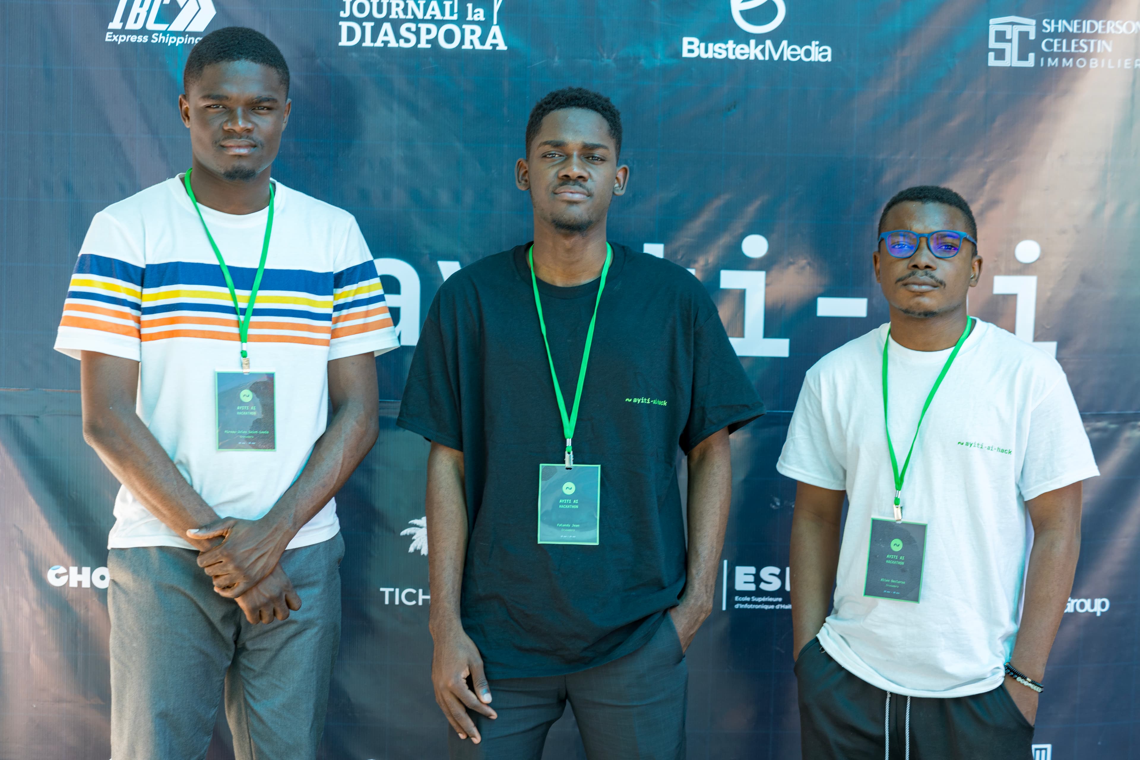 The Crusaders team — Mireau-Jules, Falandy and Allen at the Ayiti AI Hackathon 2025